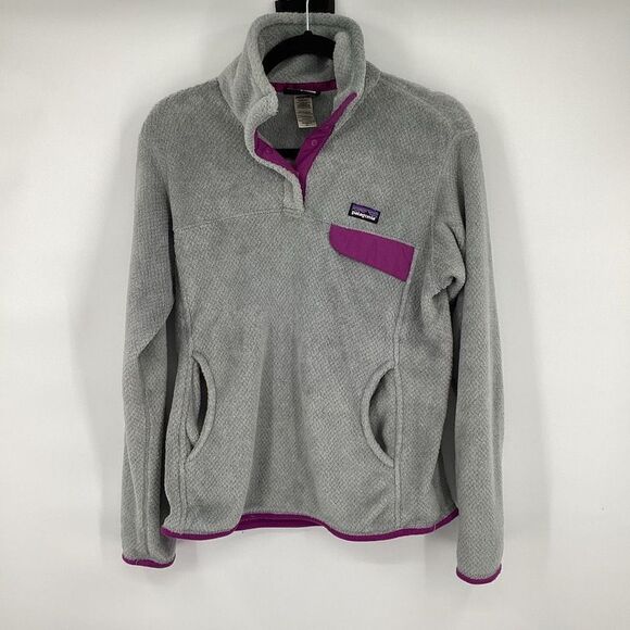 Ladies Patagonia Snap-T Fleece Pullover medium Gray/Purple - Picture 1 of 5